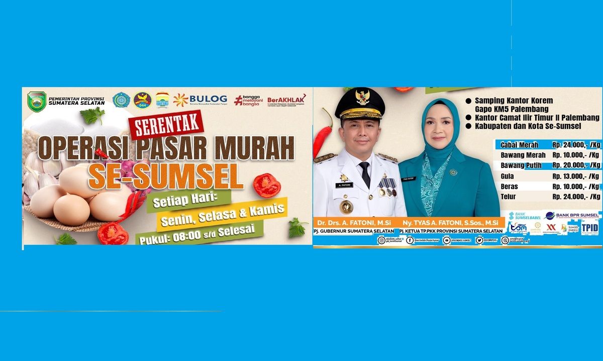 Serentak di 17 Kabupaten/Kota di Sumsel, Pj Gubernur Agus Fatoni Launching Gerakan Pengendalian Inflasi