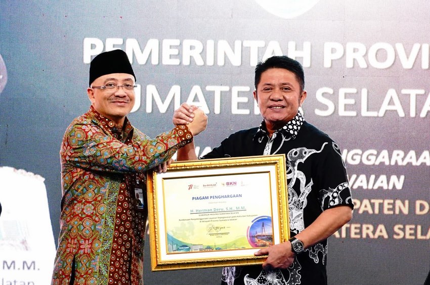 Gubernur Sumatera Selatan Raih Penghargaan dari BKN RI