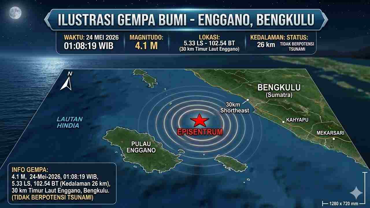 Enggano Diguncang 4,1 Magnitudo Pagi Ini, Getaran Susul NTB hingga Papua