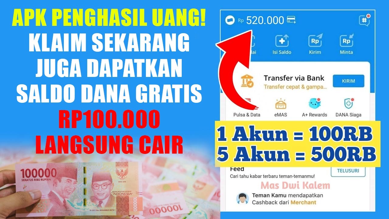 10 APK Penghasil Uang yang Bisa Klaim Saldo DANA Gratis Rp100.000, Langsung Cair