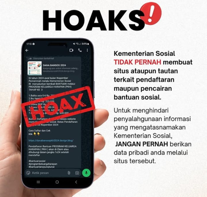 PERHATIAN! Kemensos Nyatakan Link Daftar Bansos PKH Pada Telegram Rp 5 Juta Merupakan Hoax