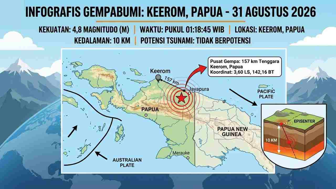 Rentetan Gempa Terjadi Dini Hari, Keerom Papua M4,8 dan Ruteng NTT Berkali-kali