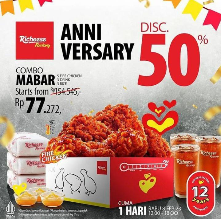  PROMO Diskon 50 Persen Anniversary Richeese Factorye-12 Spesial Buat Kamu Combo Mabar Fire Chicken Rp72.272