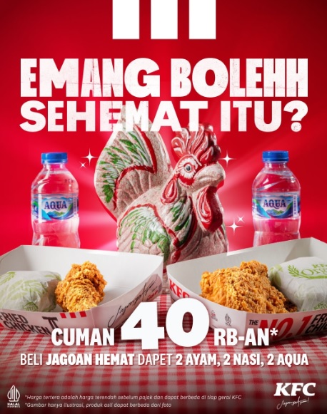 Hanya Bayar Rp40.000an! Promo KFC Jagoan Hemat Kalian Udah Dapetin 2 Ayam, 2 Nasi, 2 Minum Buruan Datangin Out