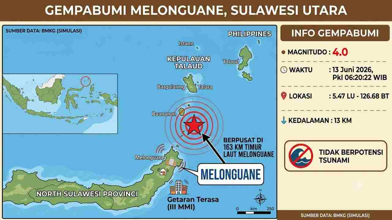 Gempa Beruntun Guncang Melonguane dan Sigi, Magnitudo Terbesar 4,0