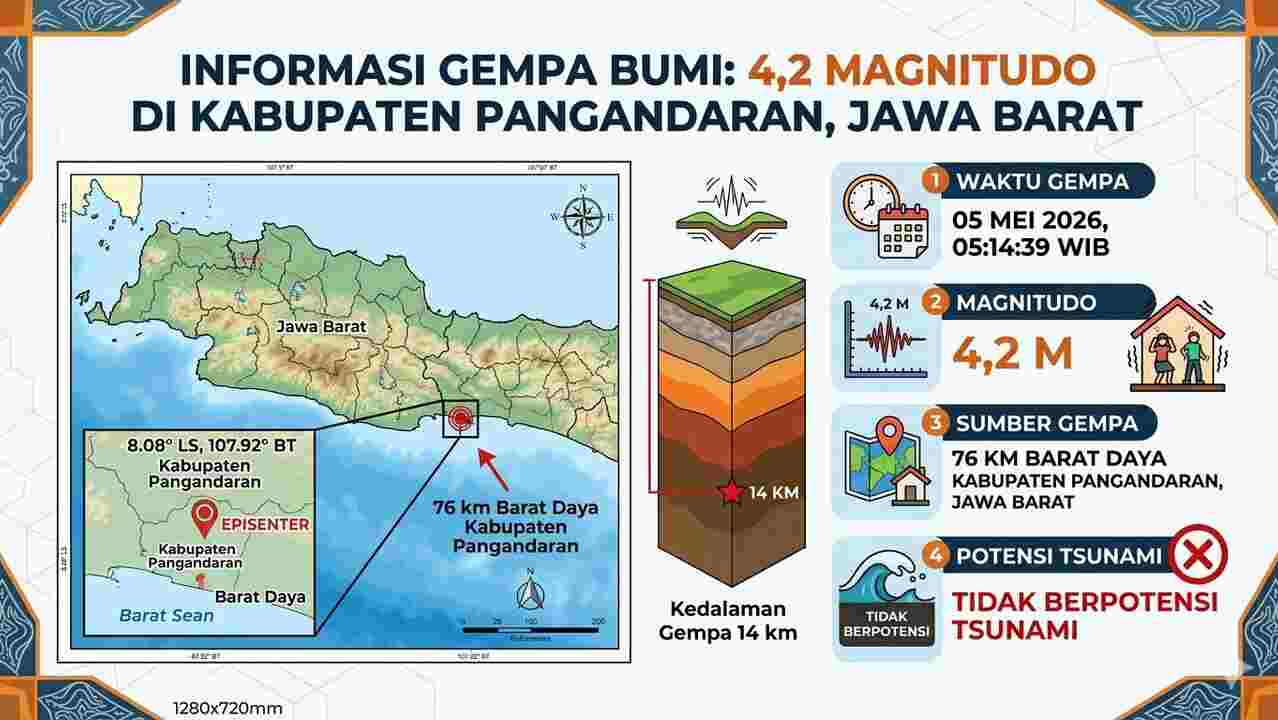 Deretan Gempa Guncang Indonesia Pagi Ini, Pangandaran Paling Kuat Magnitudo 4,2
