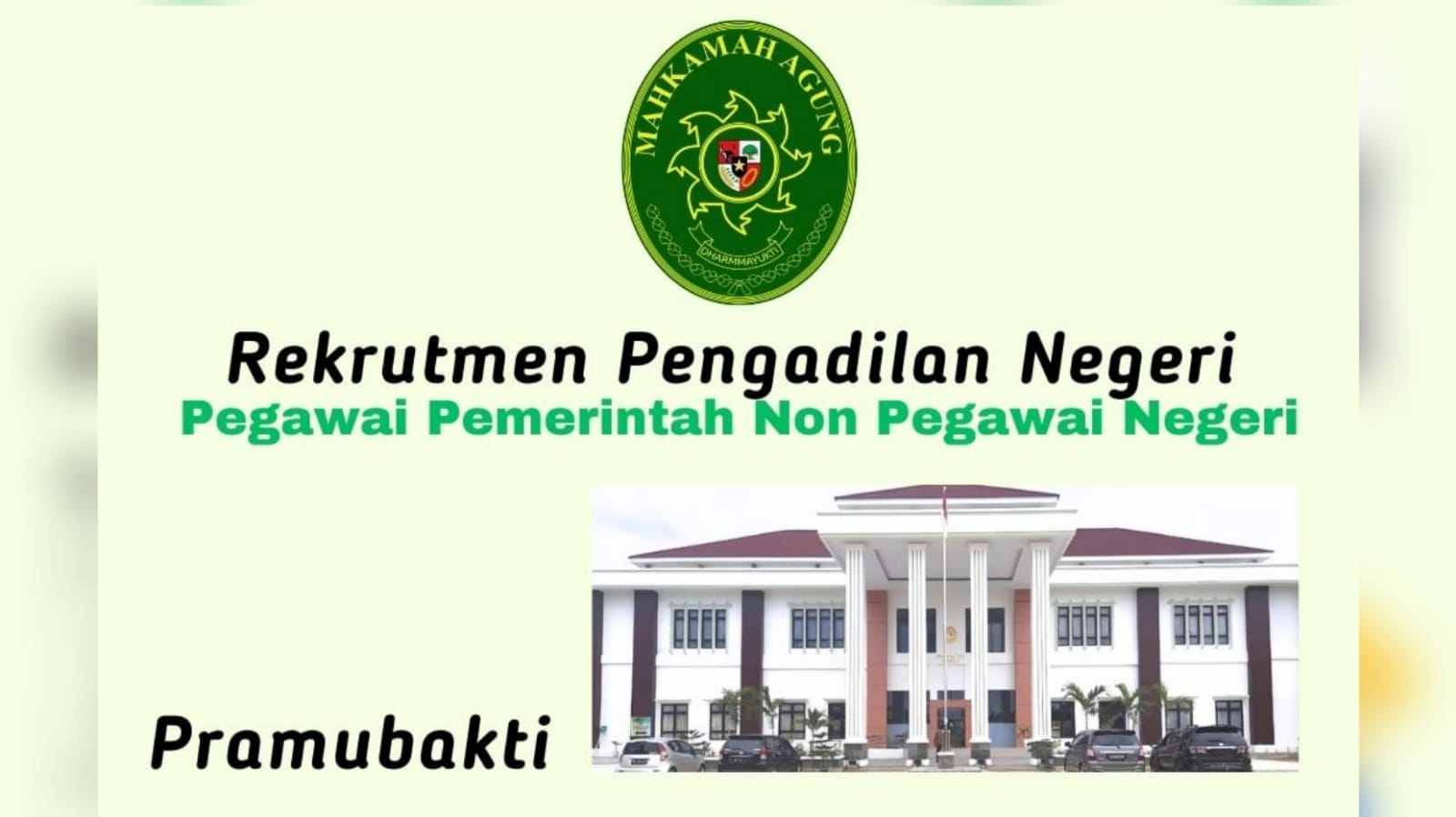 Info Lowongan Kerja: Rekrutmen Pengadilan Negeri Pegawai Pemerintah Non Pegawai Negeri Lulusan SMA/SMK