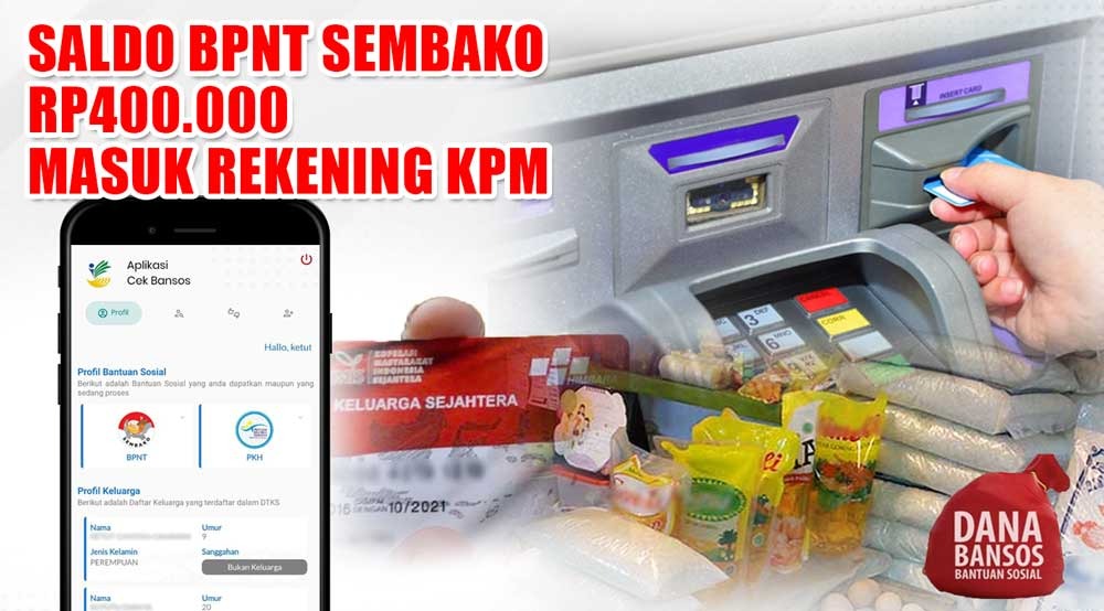 HORE! Saldo BPNT Sembako Rp400.000 Masuk Rekening KPM, Segera Cek ATM 