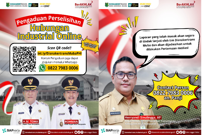 Disnakertrans Muba Luncurkan Layanan Pengaduan Ketenagakerjaan Inovatif