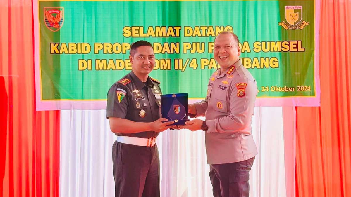 Sinergitas TNI-Polri, Kabid Propam Polda Sumsel Coffee Morning Bersama Dandenpom II 4 Palembang