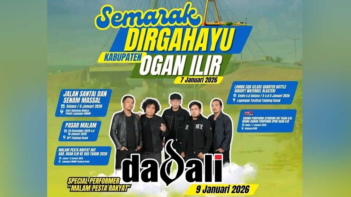 Siap-Siap Galau! Konser Gratis Dadali Band di Tanjung Senai 9 Januari, Ini Jadwal Lengkapnya