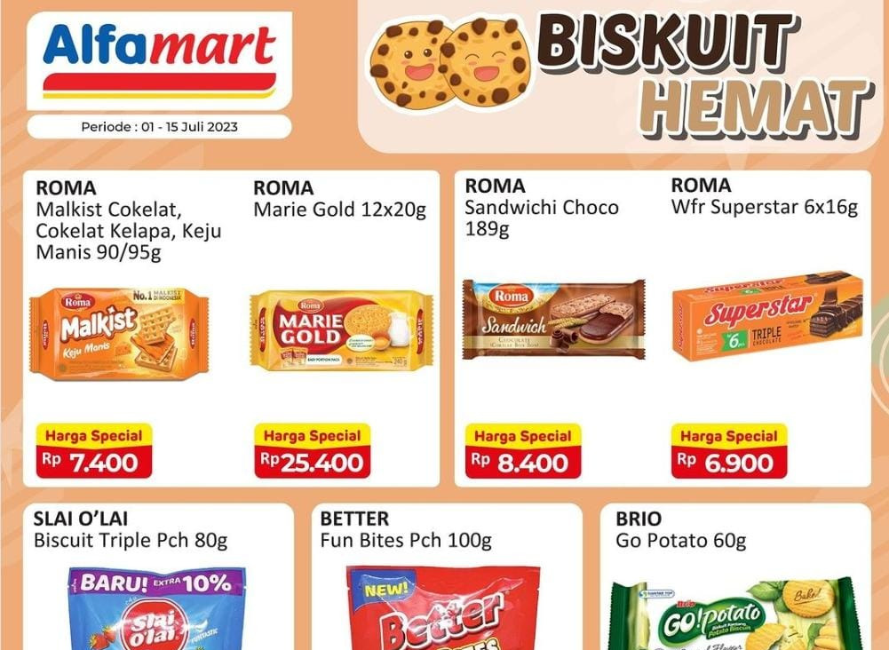 KATALOG Promo Alfamart Hingga 15 Juli 2023, Roma Wafer Superstar Hanya Rp6.900