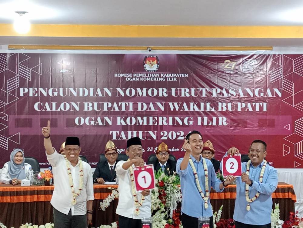 KPU OKI Undi Nomor Urut Paslon Bupati dan Wakil Bupati OKI 2024, Ini Hasilnya