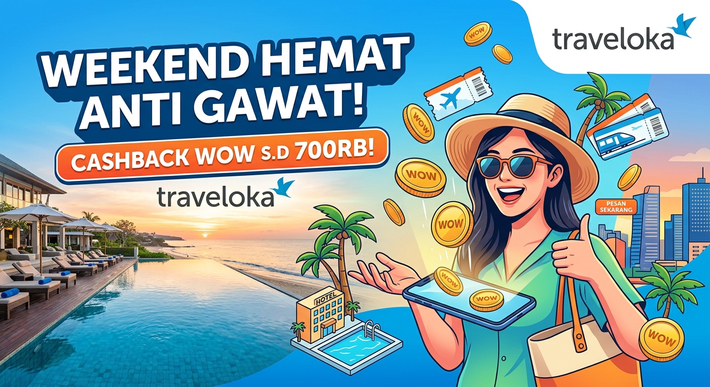 Weekend Hemat Anti Gawat! Promo Cashback WOW Traveloka s.d 700 Ribu Bikin Dompet Auto Senyum!