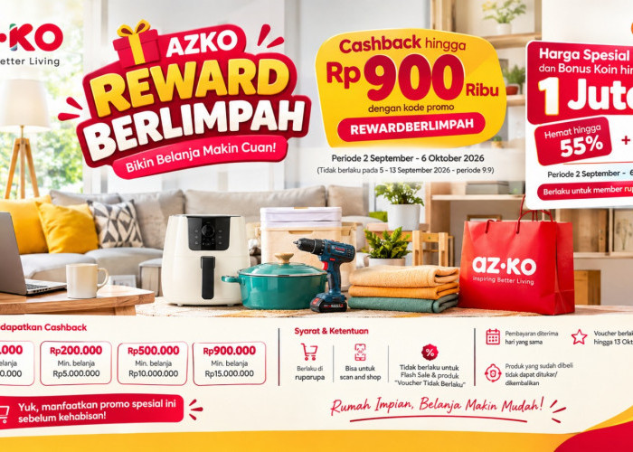 AZKO Reward Berlimpah Bikin Belanja Makin Cuan! Cashback hingga Rp900 Ribu dan Bonus Koin 1 Juta