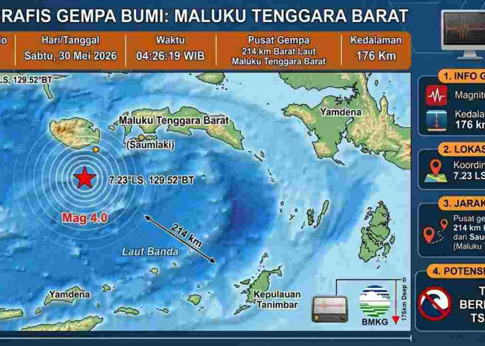 Gempa Magnitudo 4,0 Guncang Maluku Tenggara Barat Pagi Ini, Tak Berpotensi Tsunami