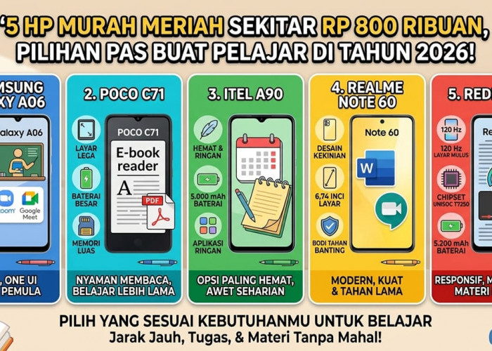 Cuma 800 Ribuan Saja! Ini 5 Rekomendasi HP Murah Terbaik 2026 yang Andal buat Tugas Sekolah