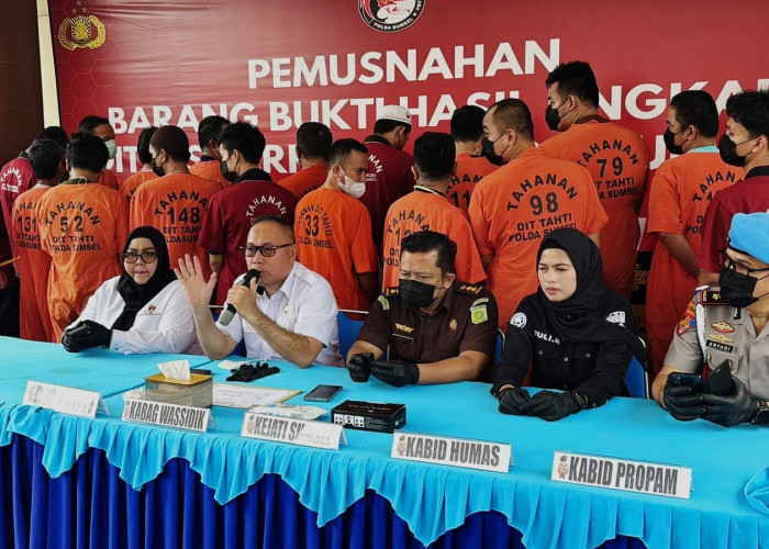 Polda Sumsel Musnahkan Barang Bukti Narkotika Hampir Senilai Rp8 Miliar