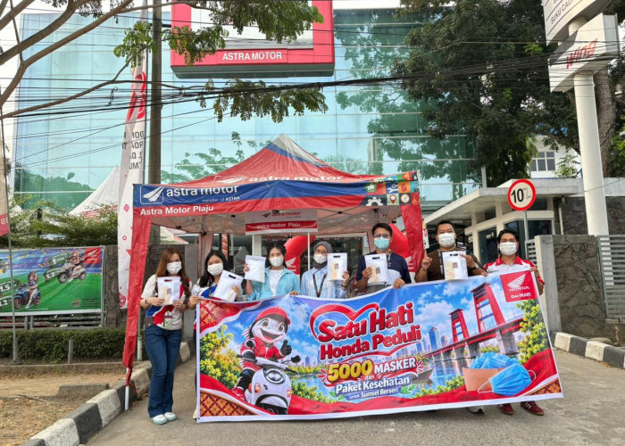 Satu Hati, Honda Peduli, Astra Motor Sumsel Bagikan 5.000 Masker untuk Masyarakat Sumsel