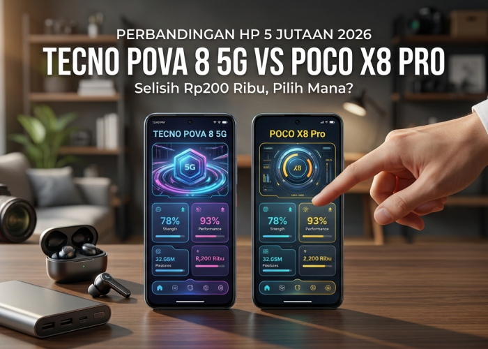 Duel Sengit HP 5G Harga 5 Jutaan: Pilih Baterai Jumbo 8.000 mAh Tecno Pova 8 atau Performa Gahar POCO X8 Pro?