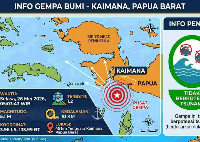 Rentetan Gempa Pagi Ini Guncang Indonesia, Kaimana Papua Barat Terkuat M 5,1