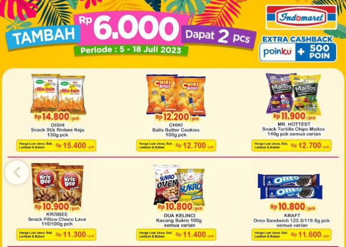 Katalog Promo Indomaret Hingga 18 Juli 2023! Tambah Rp6.000 Gratis Snack