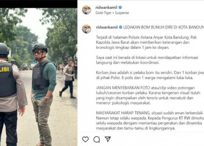 Gubernur Ridwan Kamil Minta Masyarakat Tak Sebar Foto dan Video Korban Pelaku Bom Bunuh Diri