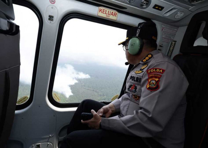 Kerahkan Helikopter AW 169: Polda Sumsel dan Polres OKI Pantau Titik Api Karhutla Langsung dari Udara