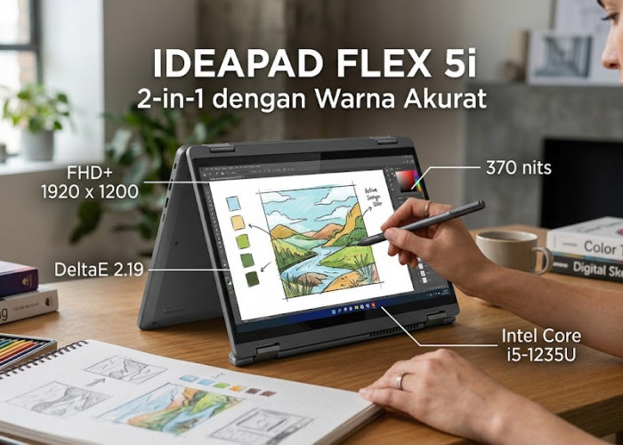 Layar Sentuh Akurat dan Engsel 360 Derajat, Lenovo IdeaPad Flex 5i Jadi Laptop 2-in-1 Andalan Desainer Pemula