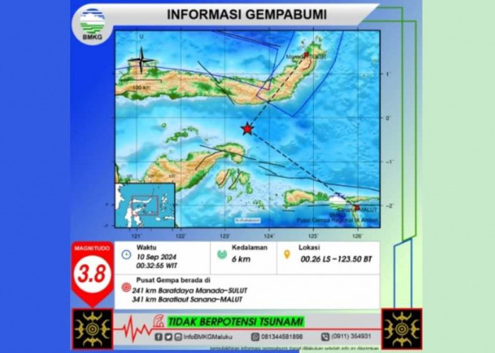 Gempa 3.8 M Guncang Manado, Getaran Terasa Sampai Maluku Utara, Tak Berpotensi Tsunami