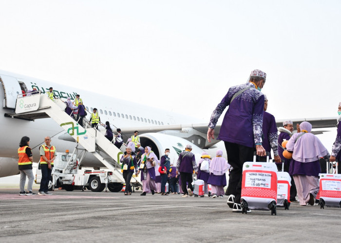368 Jemaah Haji Kloter 5 asal OKUT dan Palembang Terbang Menuju Madinah, Besok Giliran Jemaah Babel