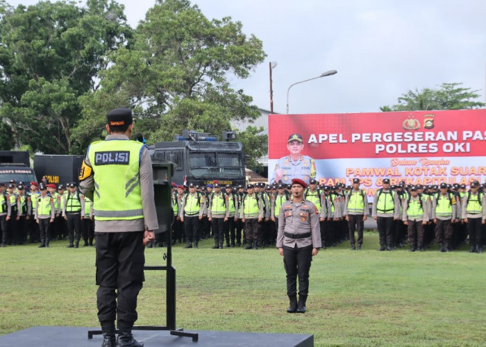 Kapolres OKI Pimpin Apel Pergeseran Pasukan Pengamanan Pilkada 2024, Ini Pesan Pentingnya