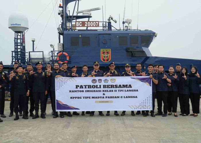 Cegah Penyelundupan dan WNA Ilegal, Bea Cukai-Imigrasi Langsa Gelar Patroli Laut