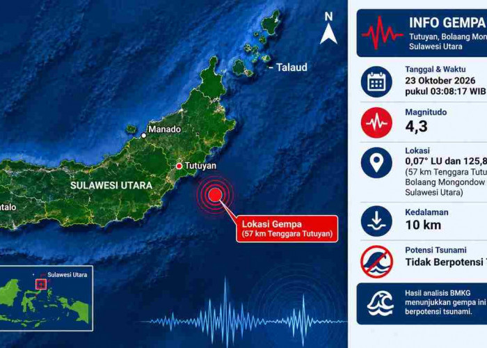 Gempa Magnitudo 4,3 dan 4,2 Terjadi di Sulawesi Utara Dihi Hari, Cek Lokasi Episentrumnya!