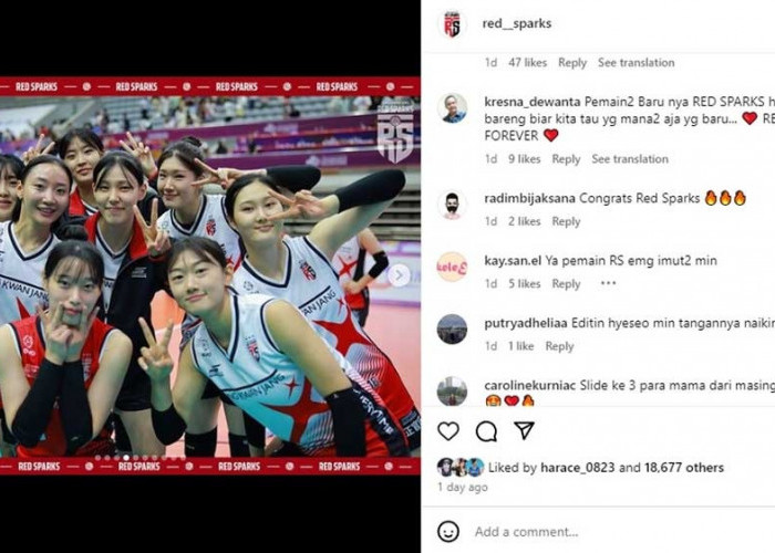 Wow! Fans Indonesia ‘Kuasai’ Kolom Komentar Instagram Klub Voli Korea Red Sparks