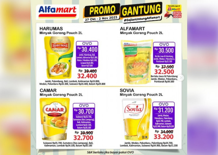 Katalog Promo Gantung Alfamart Periode 27 Oktober 2023, Dapatkan CAMAR pouch 2L Pakai Ovo Rp30.700