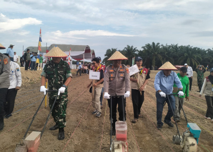 Penanaman Jagung Serentak di Lahan PT Sampoerna Agro, Ini Pesan Kapolres OKI