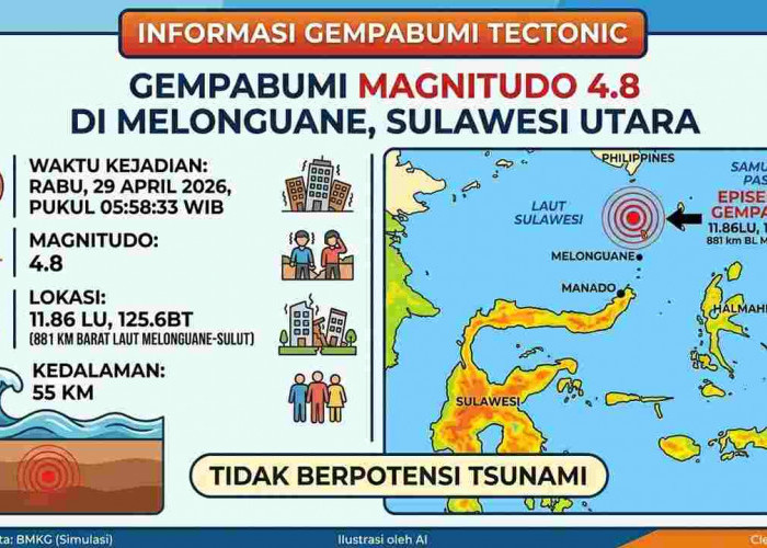 Rentetan Gempa Guncang Indonesia Pagi Ini, Terbesar M 4,8 di Melonguane!