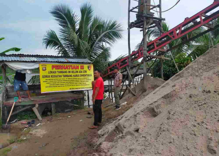 Tim Gabungan Polres OI Tertibkan Tambang Pasir Ilegal di Sungai Ogan