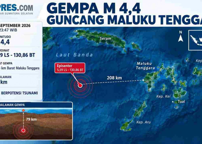 BMKG Catat Rentetan Gempa Dini Hari, Terbesar M4,4 Guncang Maluku Tenggara