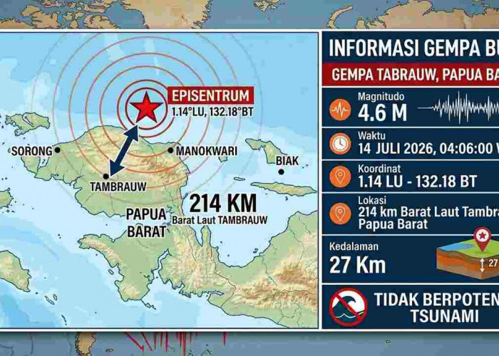 Gempa Magnitudo 4,6 Guncang Papua Barat Pagi Ini, BMKG: Tak Berpotensi Tsunami