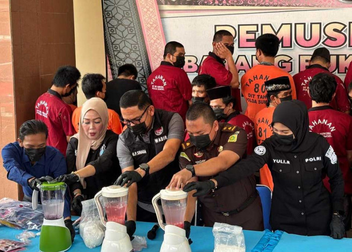 Narkoba Rp5,7 Miliar Dimusnahkan! 27 Tersangka di Sumsel Terancam Pidana Mati