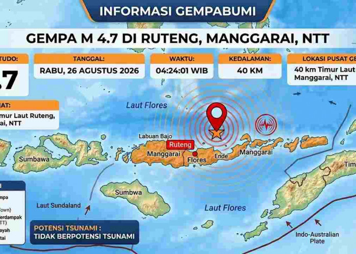 Gempa Beruntun Guncang Ruteng dan Mbay NTT Pagi Ini, Terkuat Capai M4,7