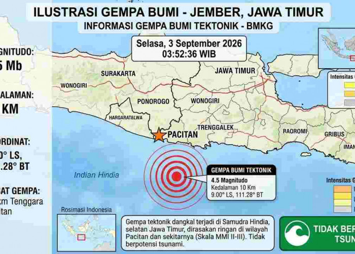 Rentetan Gempa Guncang Indonesia Dini Hari, Pacitan Terkuat Capai M4,5