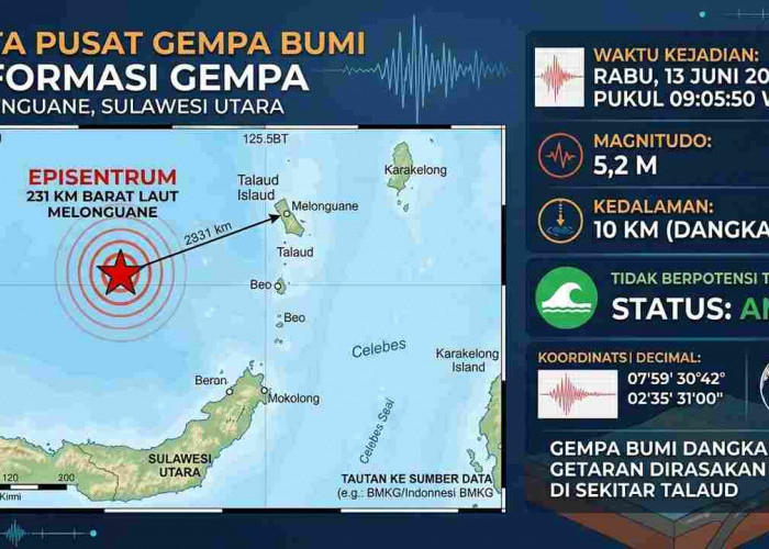 Gempa M 5,2 Guncang Melonguane Sulut Pagi Ini, BMKG Catat Rentetan Gempa Susulan