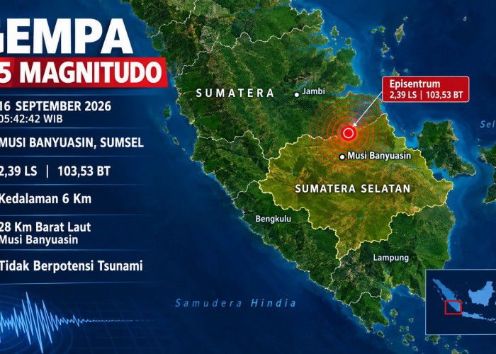Gempa M4,5 Guncang Musi Banyuasin Pagi Ini, BMKG Catat Getaran Kedua M3,8