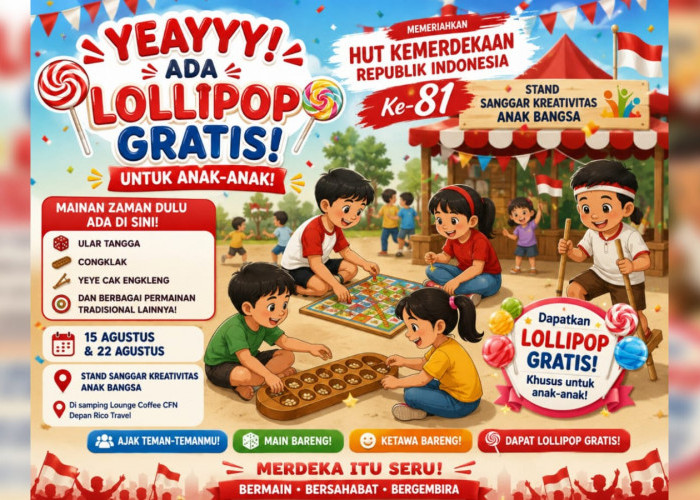 HUT ke-81 RI Makin Seru di Palembang! Ada Lollipop Gratis dan Permainan Tradisional untuk Anak-anak