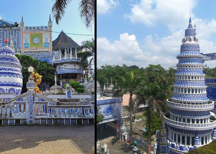 Arsitektur Masjid di Malang Unik, Atapnya Berbentuk Kerucut, Dihiasi Keramik Warna Biru