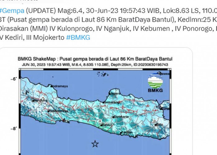 Gempa Magnitudo 6,4 Guncang Yogyakarta Malam Ini 30 Juni 2023, Warga Panik dan Bangunan Rusak