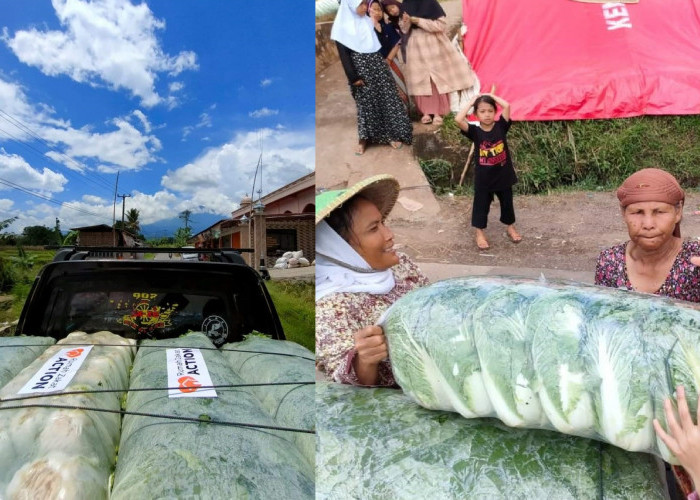  Bahagianya Warga Terdampak Gempa Cianjur Dapat Sayuran Segar